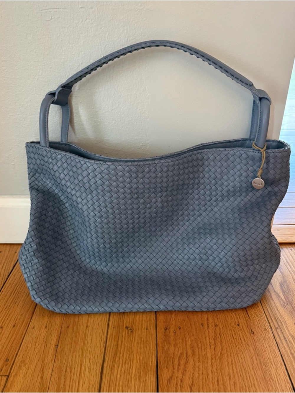 Woven Leather Tote Bag in Light Blue - Classic Everyday Carry THE SAK